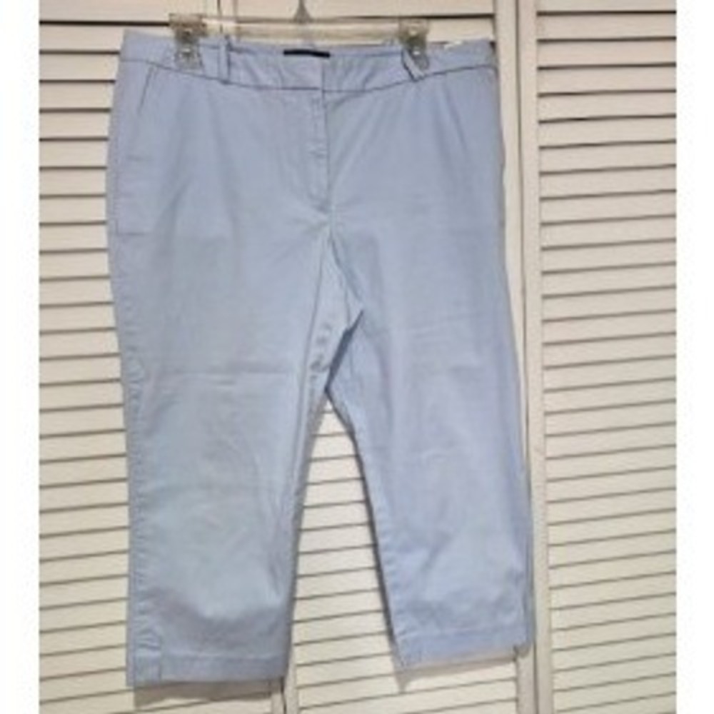 Talbots Signature Light Blue Cropped Pants Womens 12 Stretch Cotton Capris